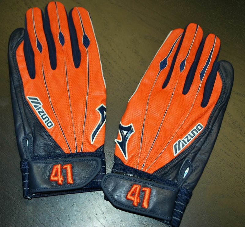 navy and orange batting gloves