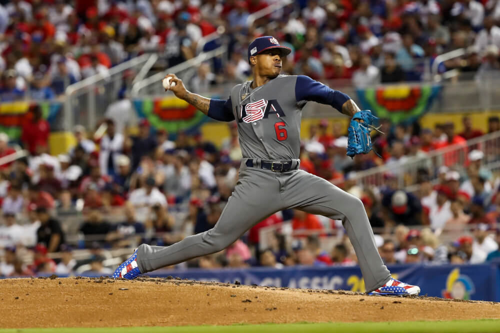 Mar 11, 2017; Miami, FL, USA; United States pitcher Marcus Stroman (6) throws the ball in the second inning against the Dominican Republic during the 2017 World Baseball Classic at Marlins Park. Mandatory Credit: Logan Bowles-USA TODAY Sports