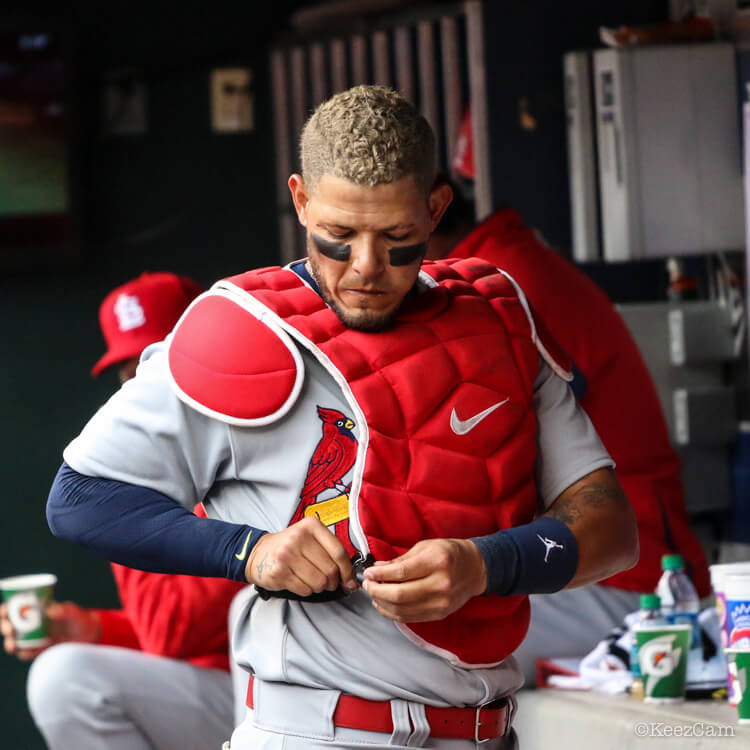 What Pros Wear Yadier Molina's Nike Catchers Gear (Chest Protector/Shin
