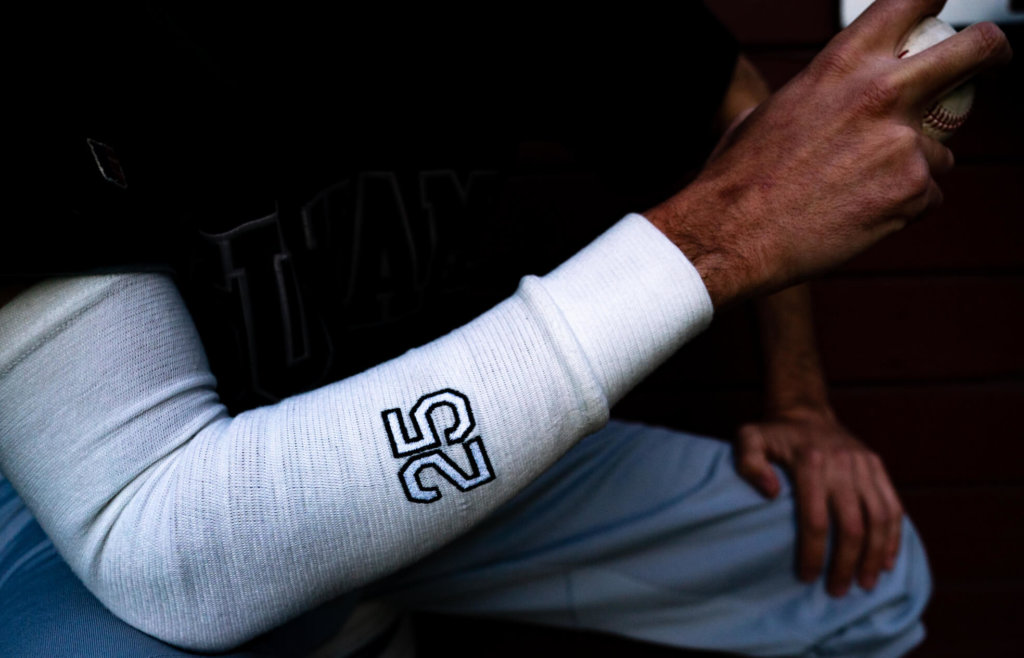 What Pros Wear Compression Sleeve with Custom Number (Baseball