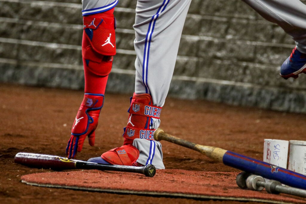 What Pros Wear Vladimir Guerrero Jr.'s Jordan Elbow and Leg Guard
